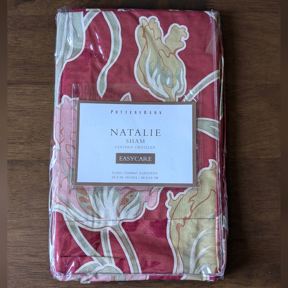 NWT Pottery Barn Euro 26"x26" Floral Natalie 100% Cotton Pillow Sham